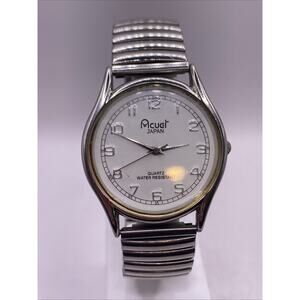 Acuet Womens Silver Tone Stretch Band Quartz Watch New Battery